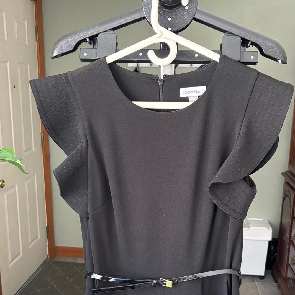 Calvin Klein Black Jumpsuit with Ruffle Detail